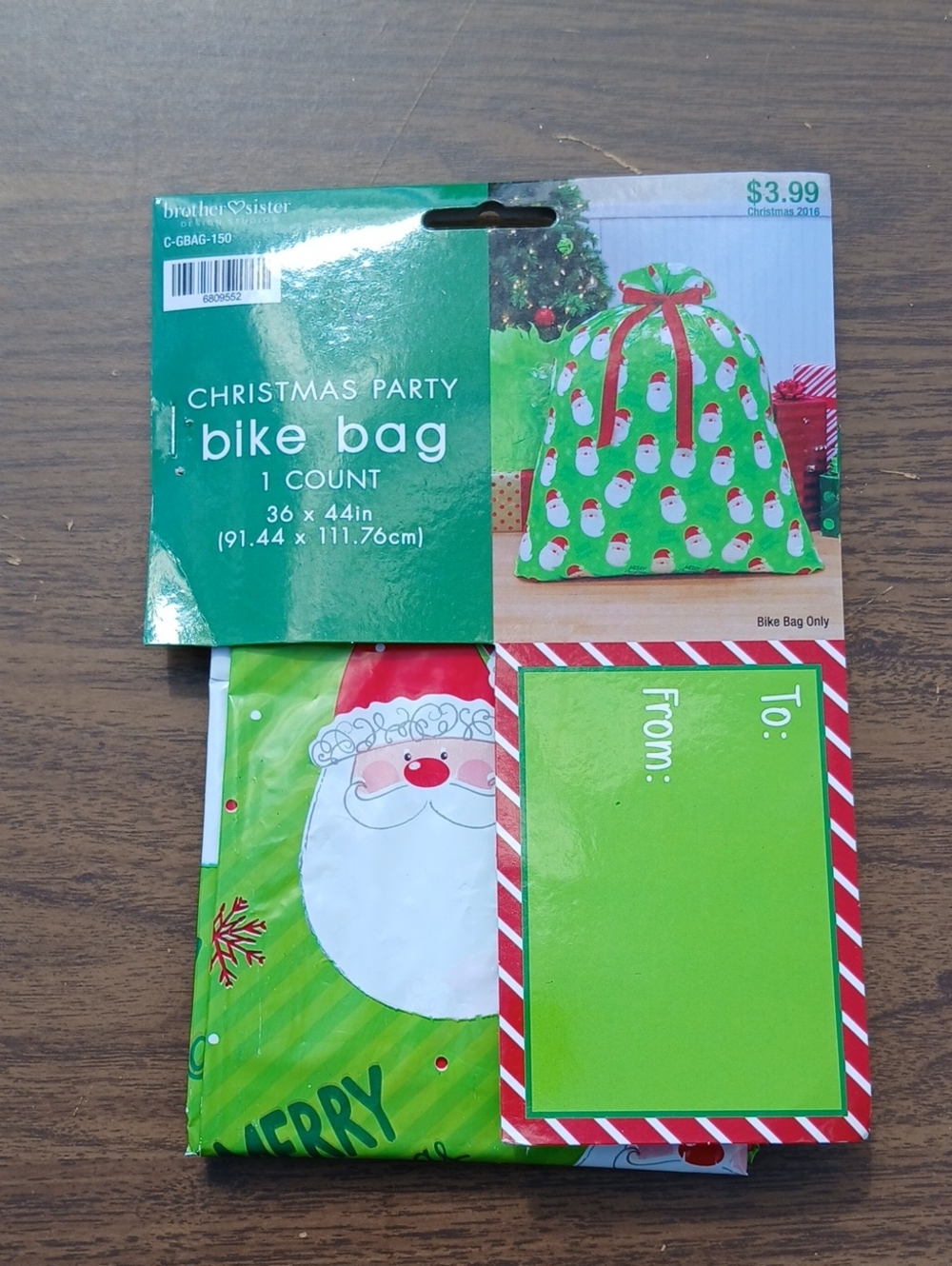 Santa Christmas Wrap Large Gift Bag 36x44